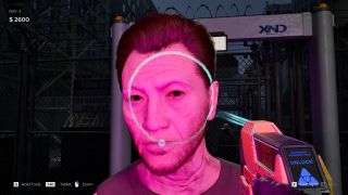 A person being scanned with UV light