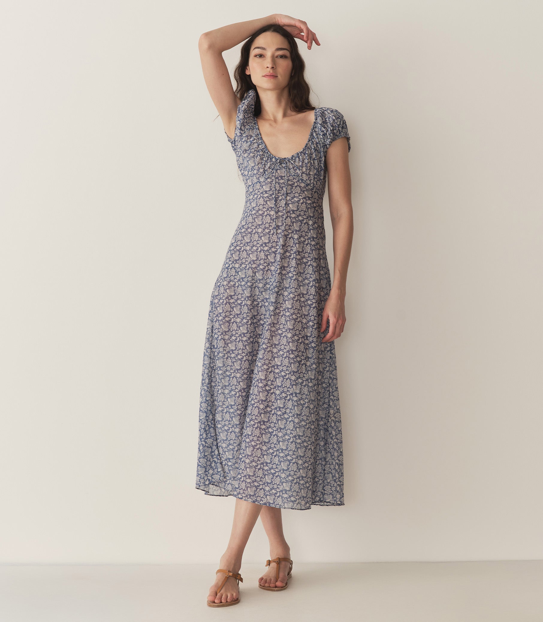 Sofia Dress -- Blue Porcelain Tea Floral