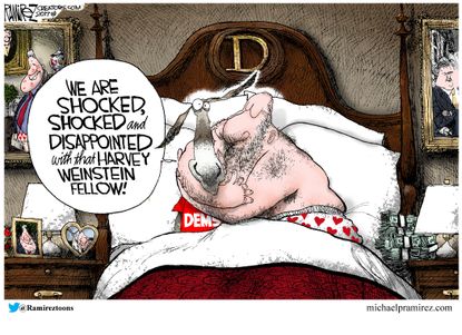 Political cartoon U.S. Democrats Weinstein donations