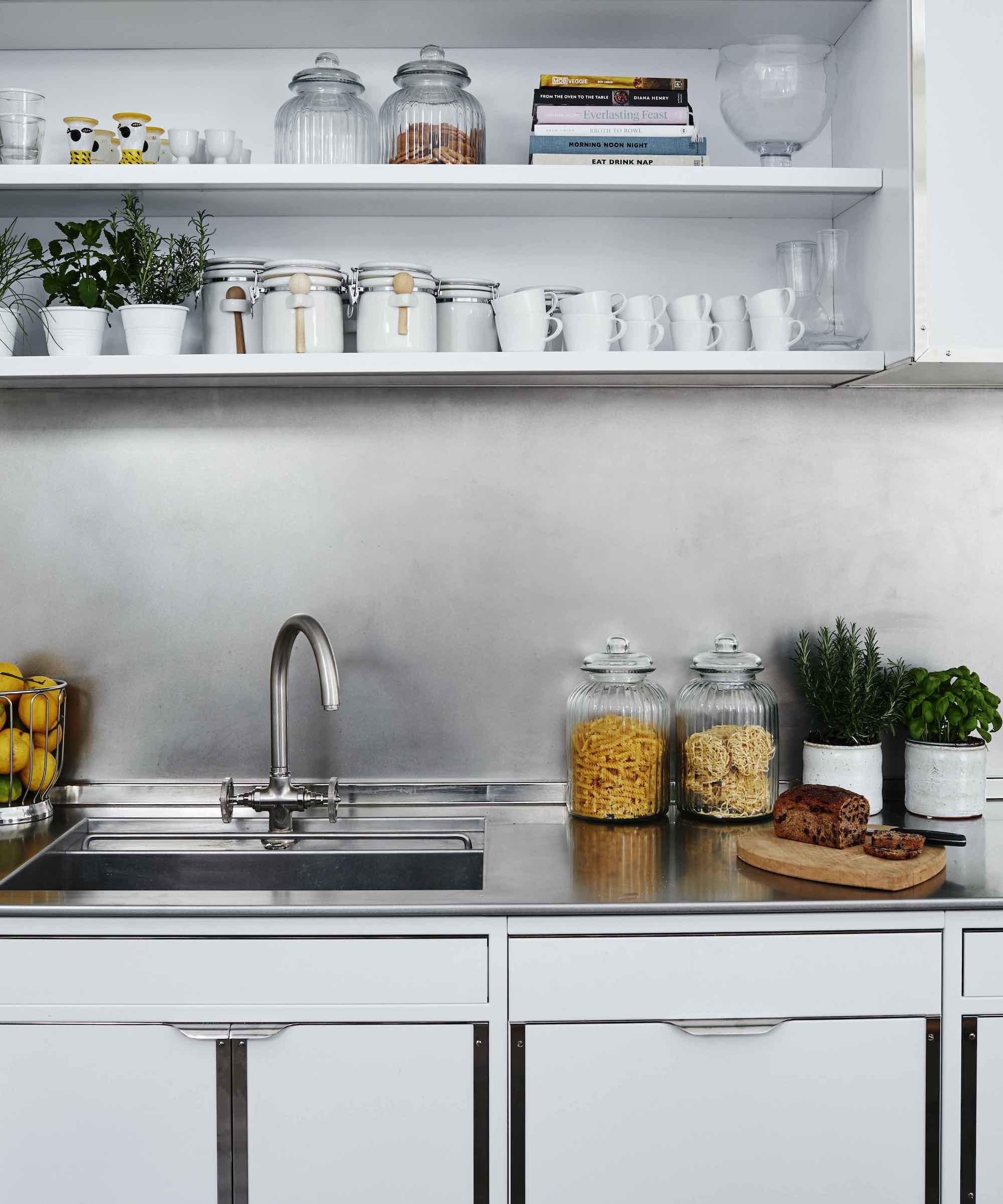 white and stainless steel kitchen