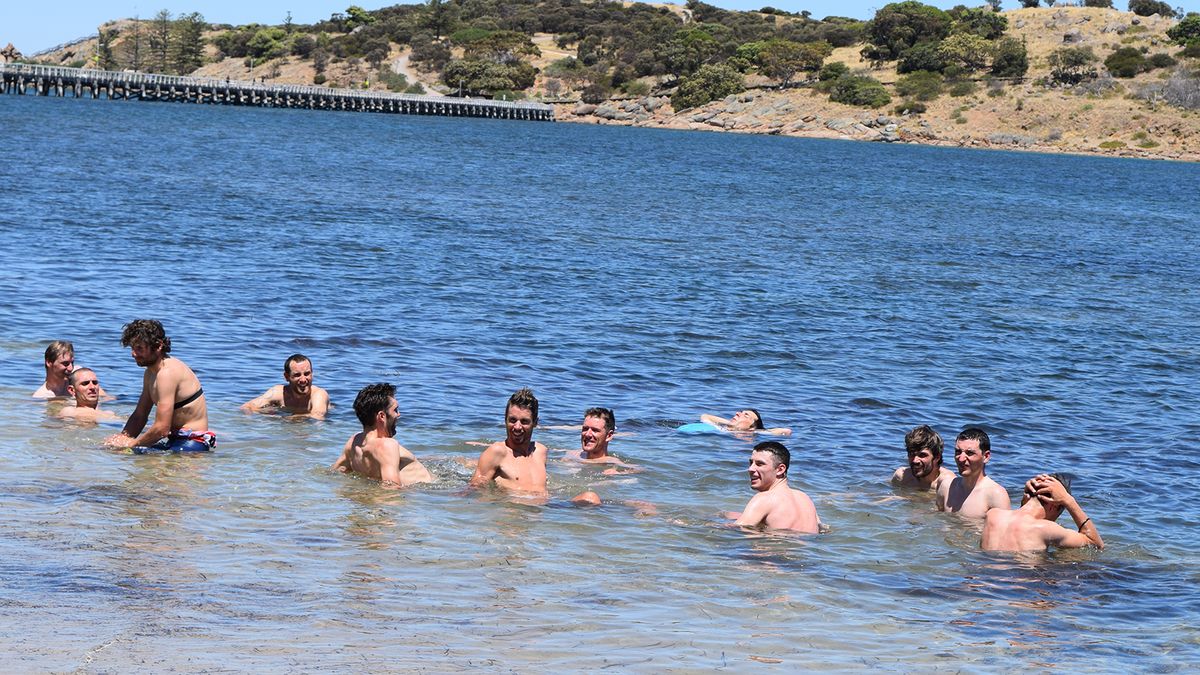 Most teams had a post-race swim