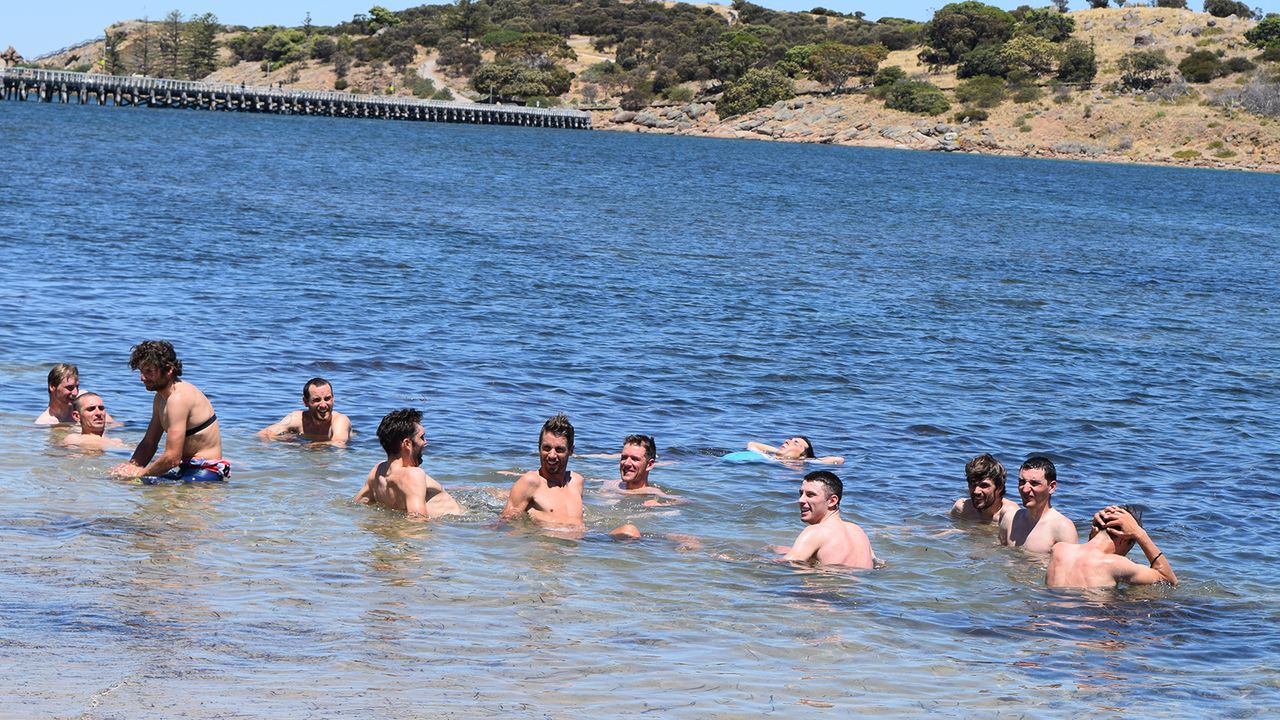 Most teams had a post-race swim