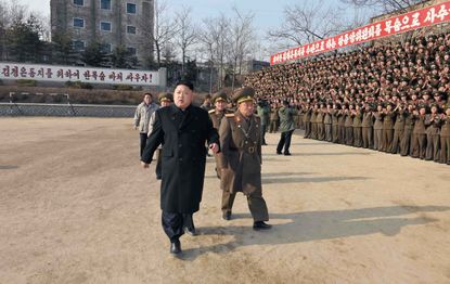 Kim Jong Un appears with the Korean People's Army