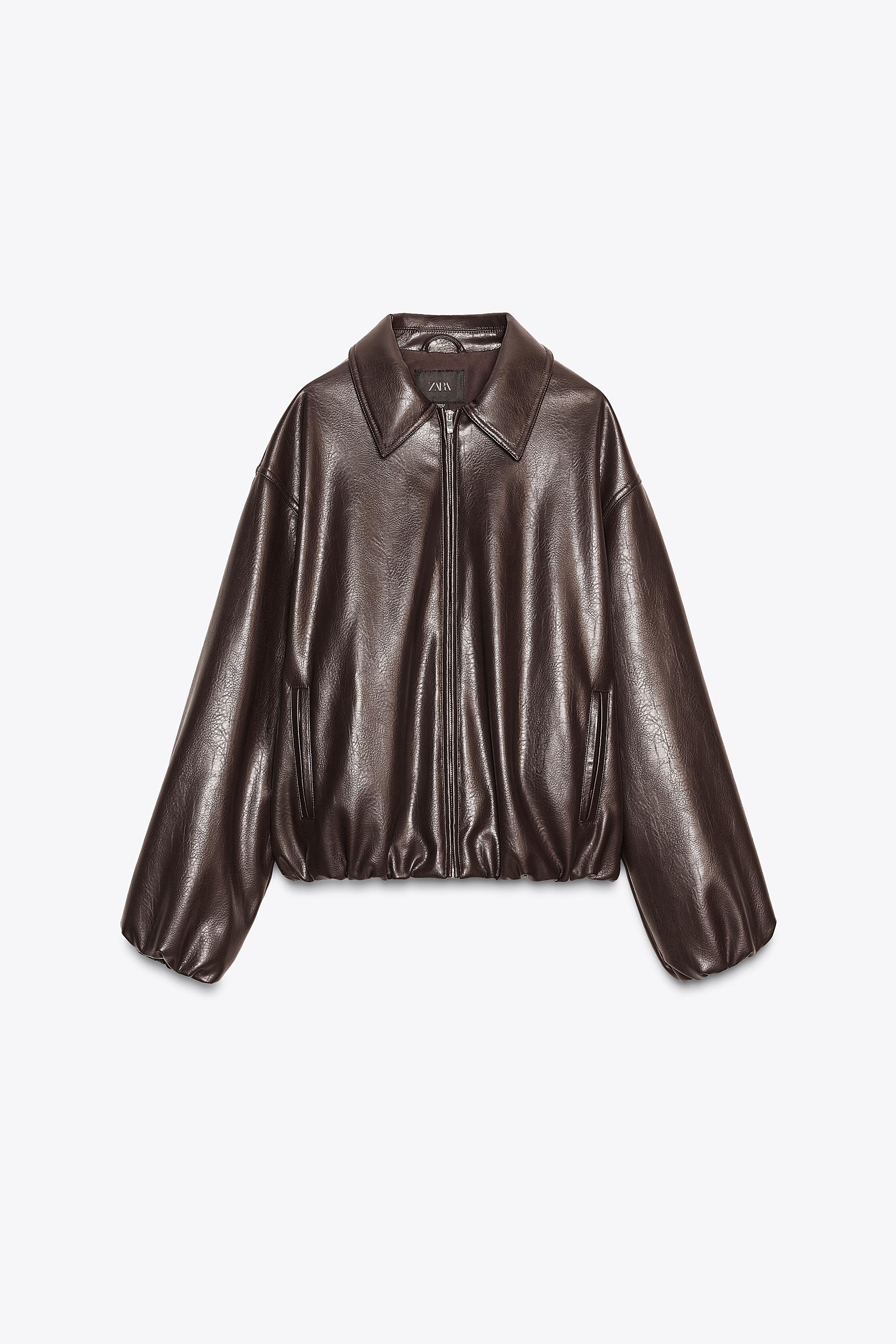 Faux Leather Bomber Jacket