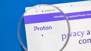 Proton VPN logo under a magnifying glass