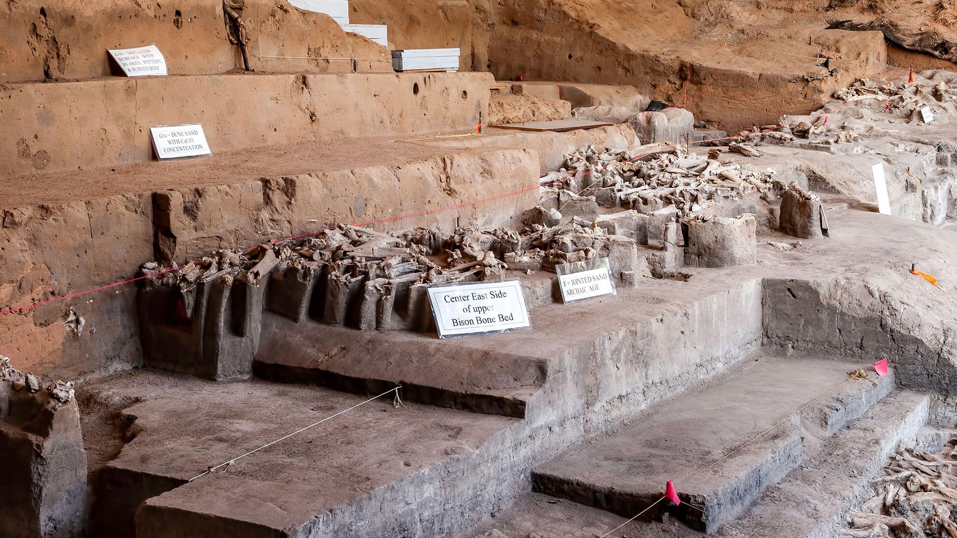 A series of rock structures with labels.
