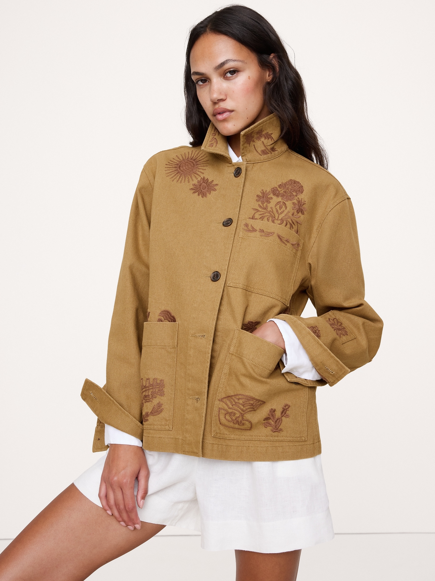 Embroidered Canvas Chore Coat