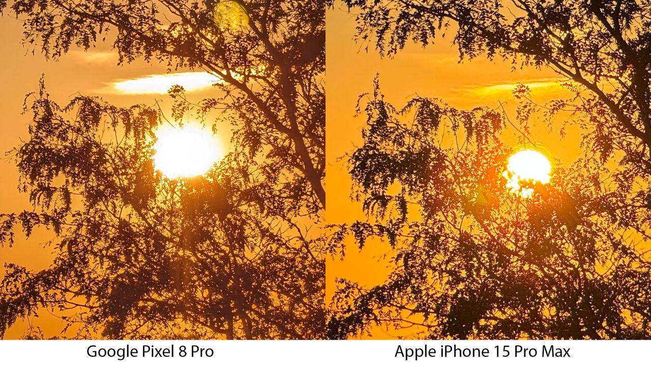 Pixel 8 Pro vs iPhone 15 Pro Max 5Xx zoom test - cropped images