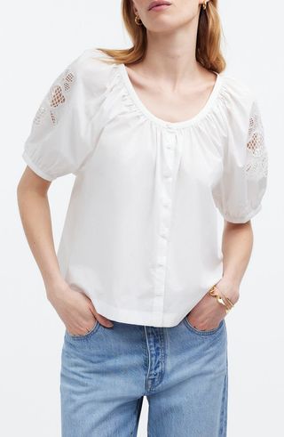 Emilina Puff Sleeve Cotton Button-Up Shirt