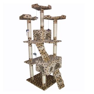 leopard printed cat tower