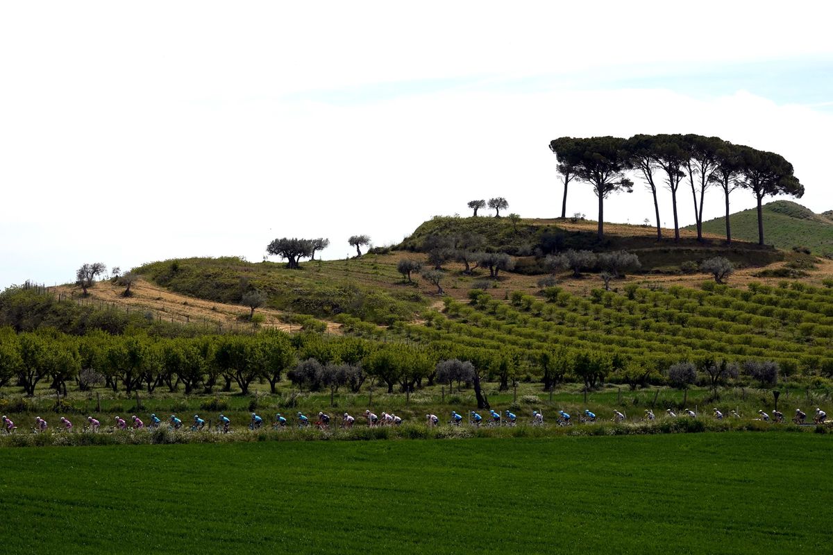Giro di Sicilia 2022 3rd Edition 2nd stage Palma di Montechiaro Caltanissetta 152 km 13042022 Scenery Peloton photo Massimo FulgenziSprintCyclingAgency2022