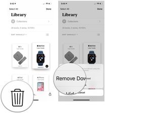 Delete Books in Books in iOS 15: Tap the delete button and then tap remove download.