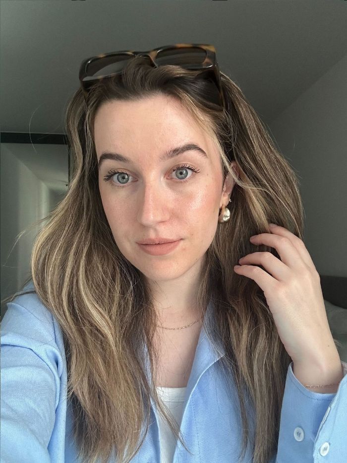 Junior beauty editor Grace Lindsay testing the Giorgio Armani Luminous Silk Foundation