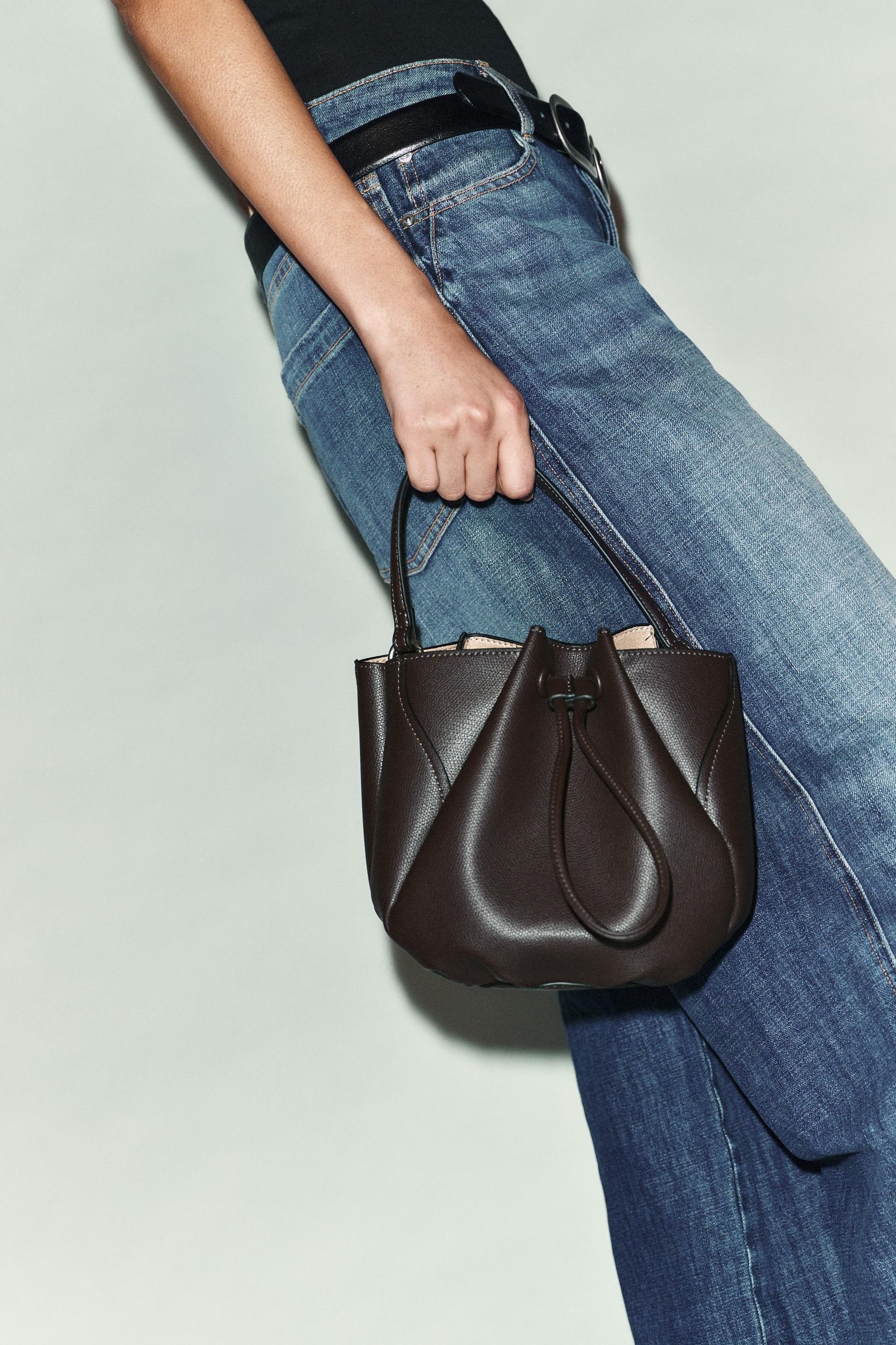 Stitched Mini Bucket Bag