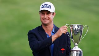 Harris English with the trophy after his 2021 Travelers Championship victory