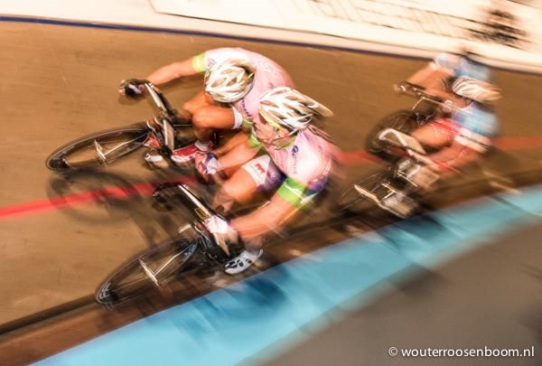 Kenny De Ketele and Jasper De Buyst in action during the Madison. The Belgian duo would regain the overall lead at the conclusion of day four in Rotterdam.