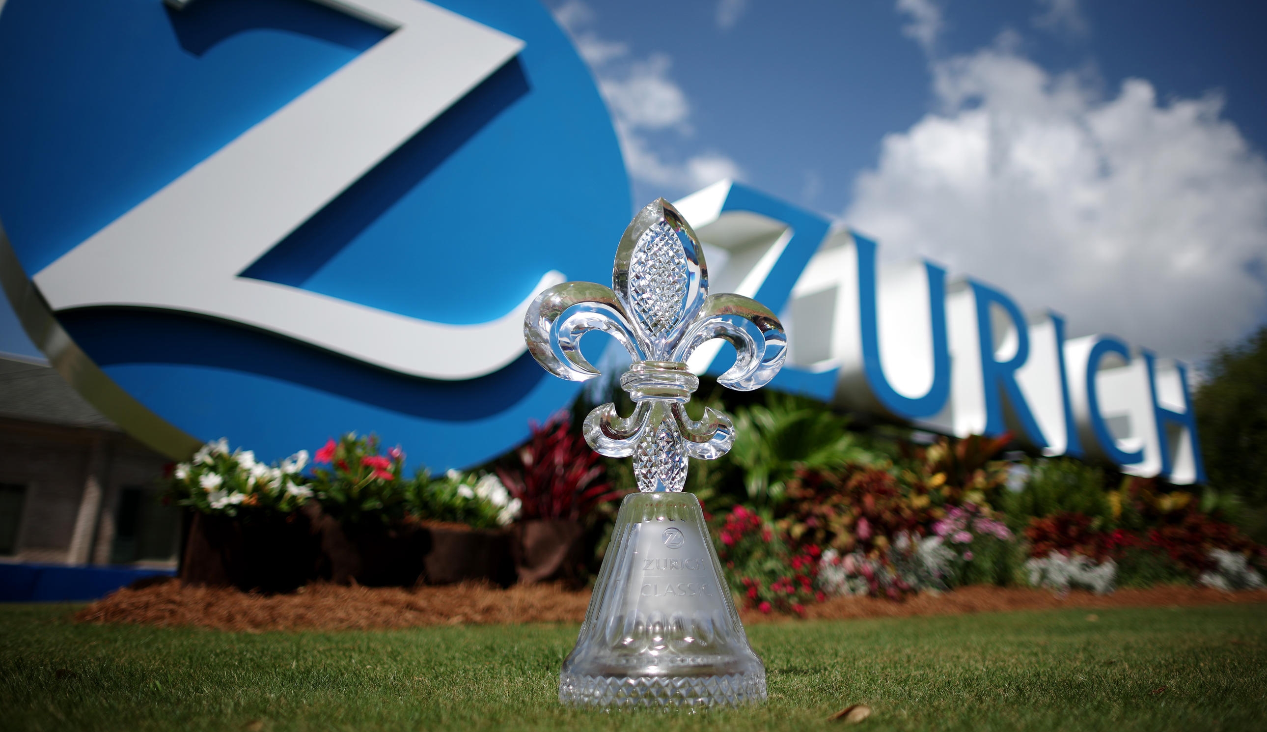 A close-up of the Zurich Classic of New Orleans trophy