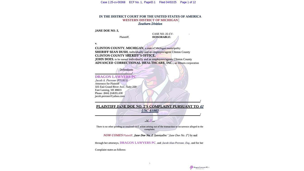 A court document with a dragon logo as a watermark
