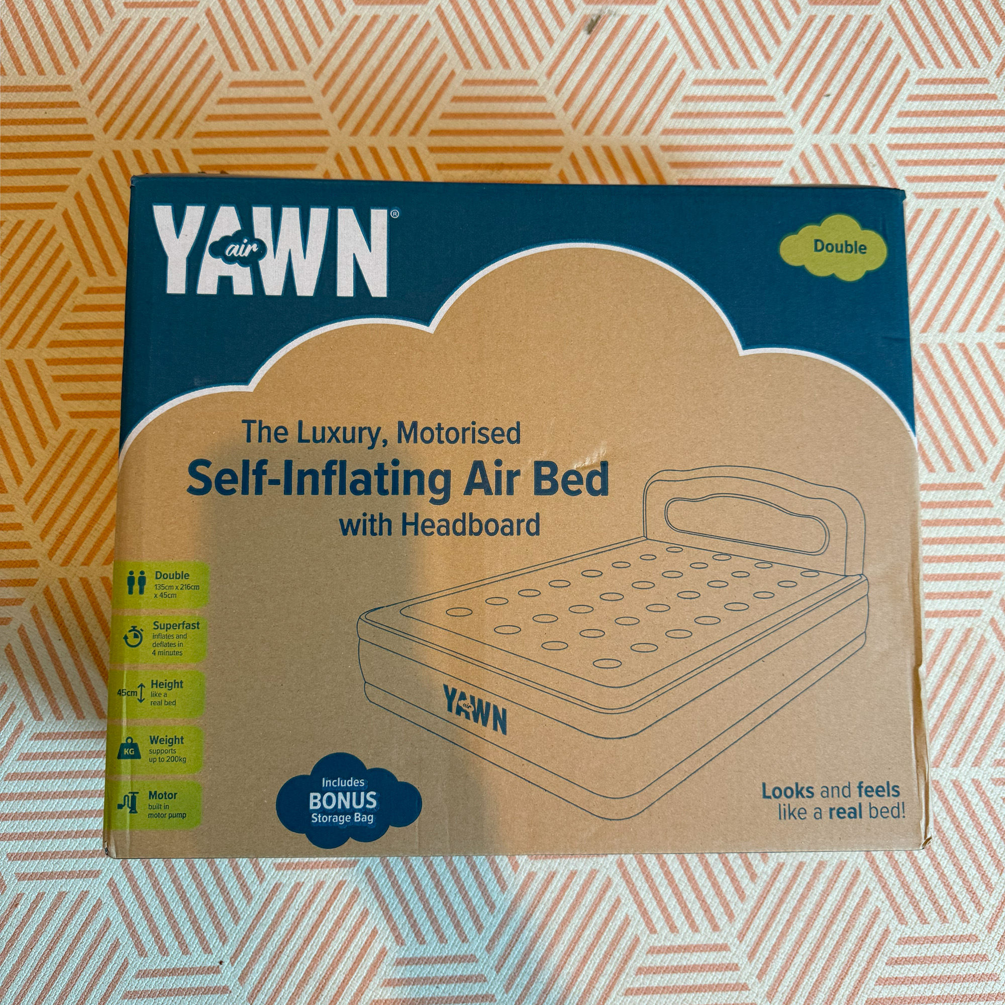 The YAWN self-inflating air bed being tested
