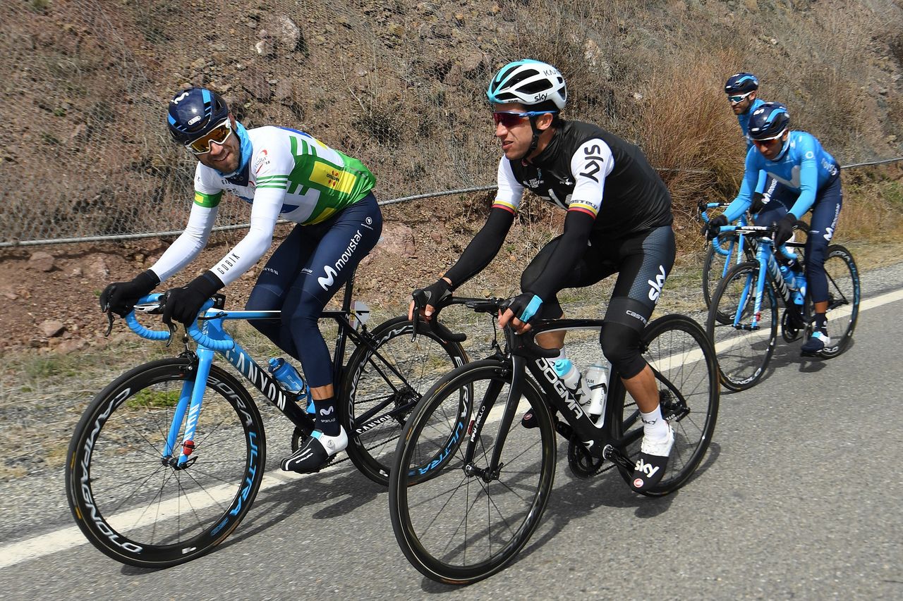 Race leader Alejandro Valverde with Sergio Henao