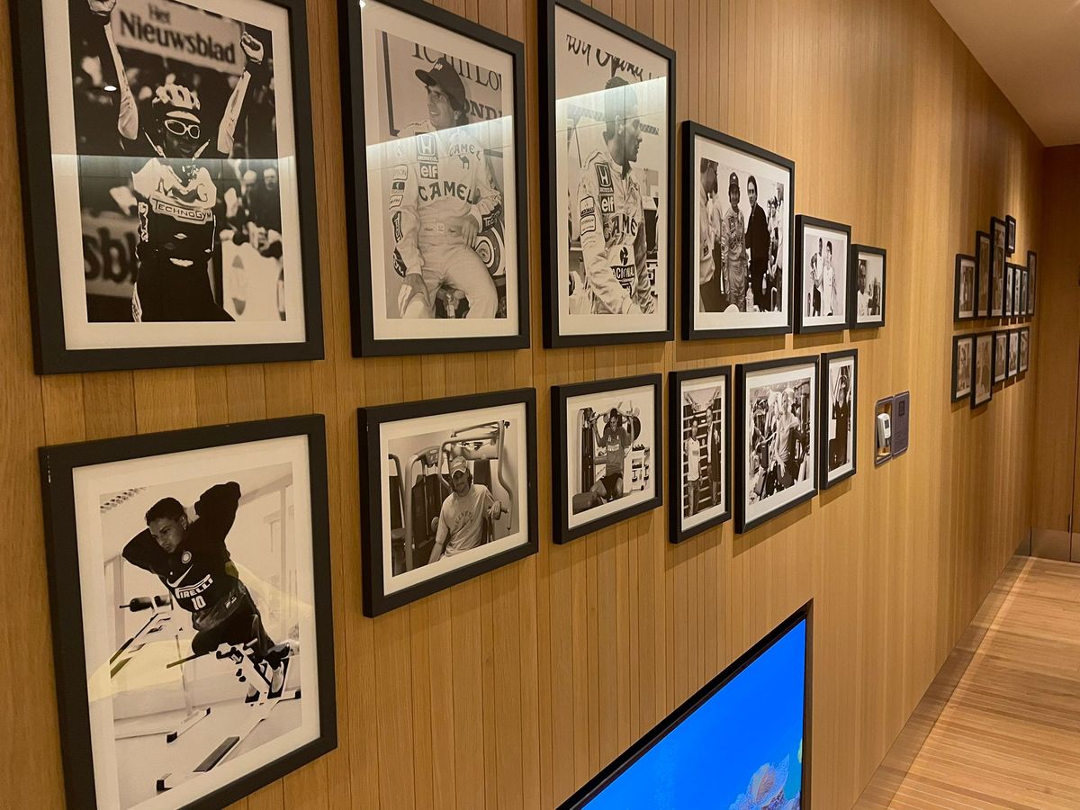 A wall at the Technogym village showing famous athletes to have used the company's products