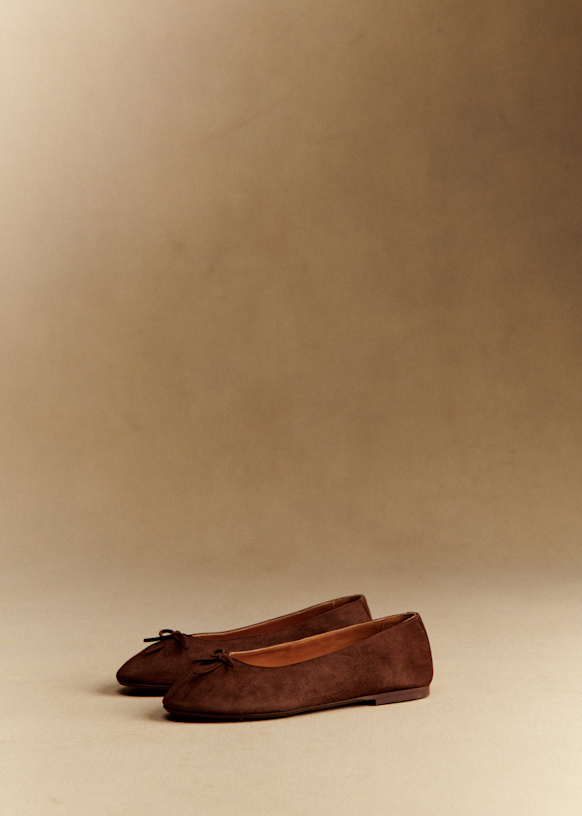 Agathe Low Ballerinas - Mocha - Goat Leather - S&amp;eacute;zane