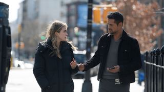 J.R. Ramirez and Melissa Roxburgh in Manifest