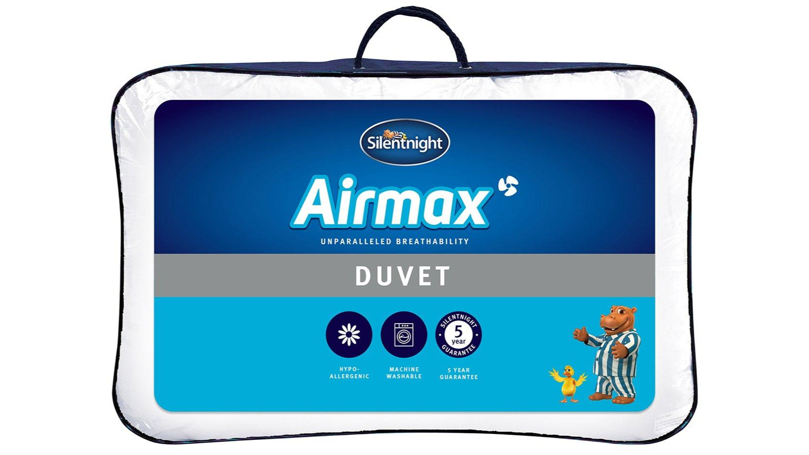 Best duvets: The Silentnight Airmax Duvet shown packaged in its dust bag with handle