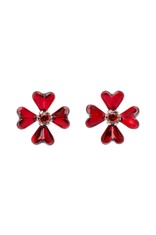 Red Color Trend 2023 | SHUSHU/TONG Silver YVMIN Edition Enamel Flower Pave Earrings