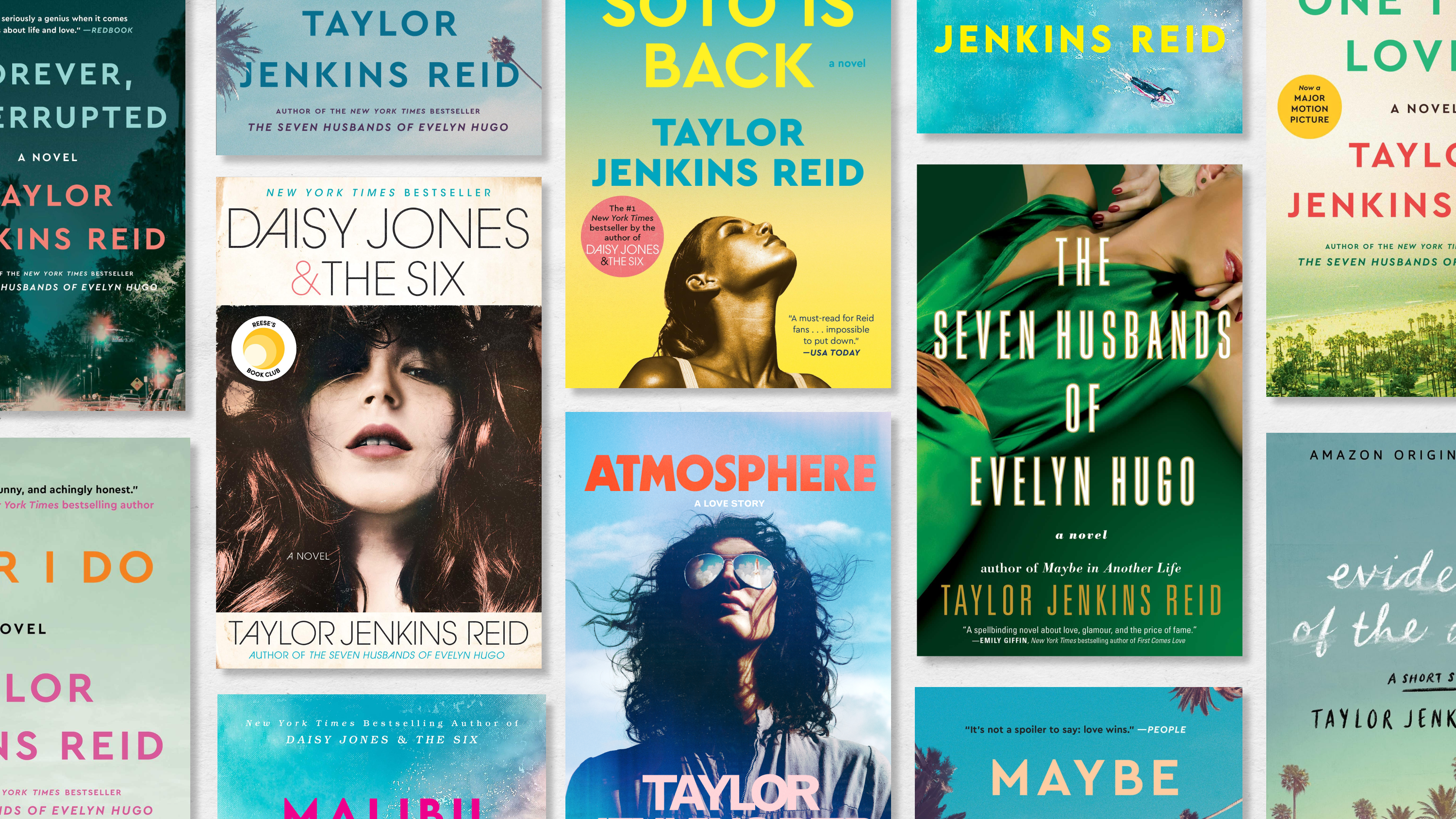 a collage of the best taylor jenkins reid books featuring the book cover art