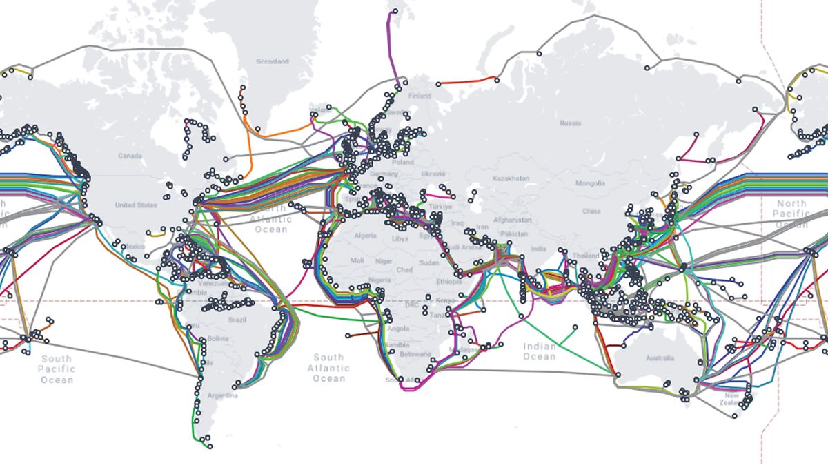 screenshot of the global submarine cable map