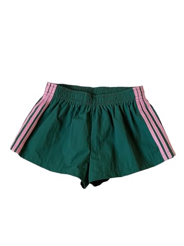 Beaudrm Women's Striped Shorts Low Rise Basketball Track Shorts Classic Workout Casual Lounge Sweat Short Green Medium