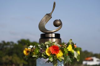 A close-up of the Valspar Championship trophy