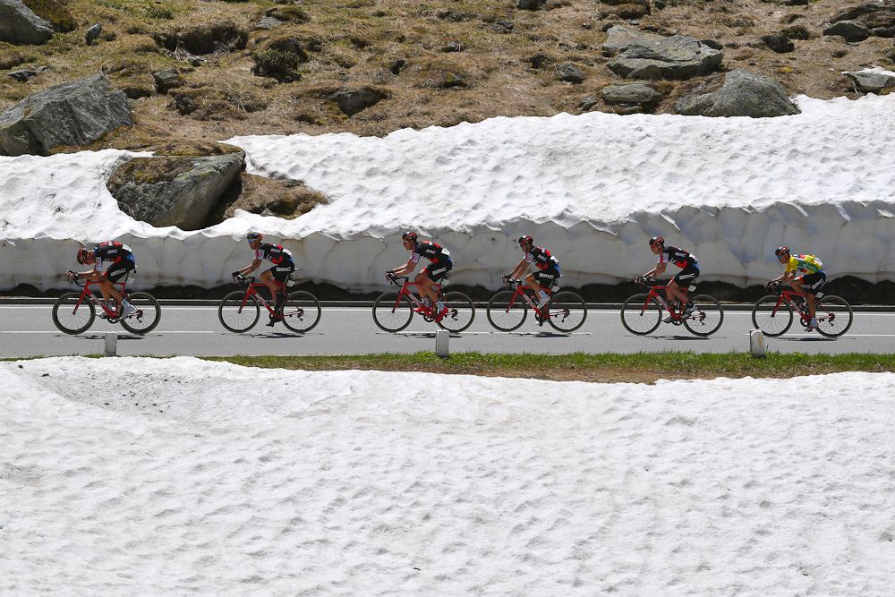 Snow along the route of stage 6 at Tour de Suisse