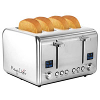 MegaChef 4 Slice Toaster in Stainless Steel Silver | Was