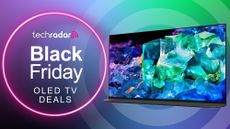 Sony A95K with TechRadar Black Friday text