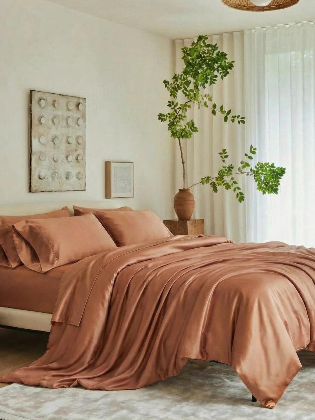 A bamboo sateen sheet set in Almond from ettitude