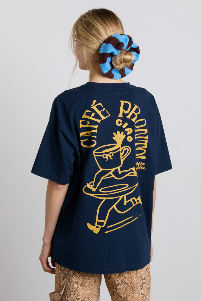 Cafe Pronto Boyfriend Tee - Navy
