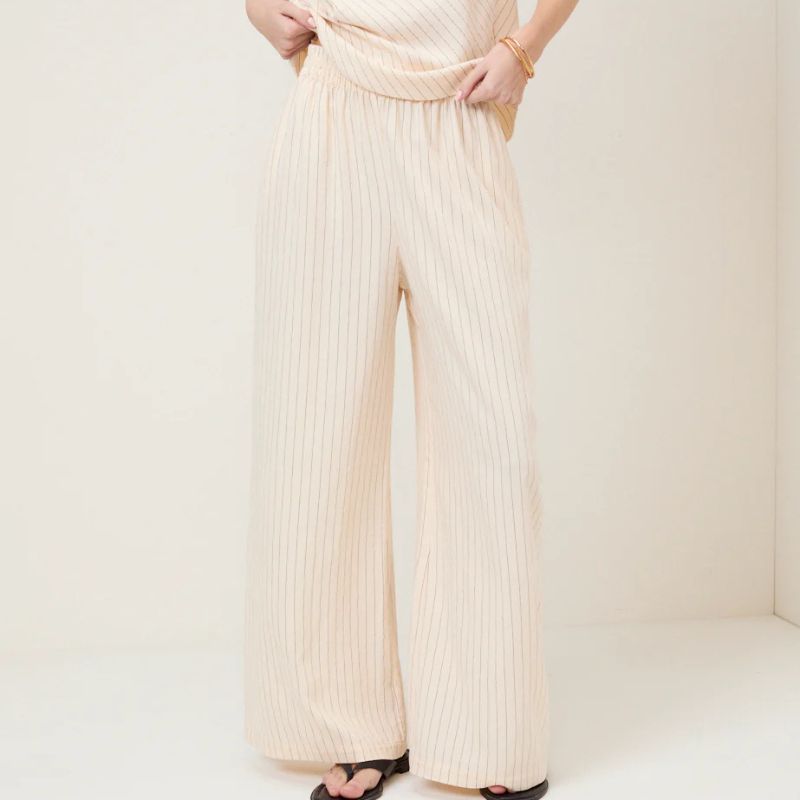 Nobody's Child , Cream Pinstripe Wide Leg Trousers