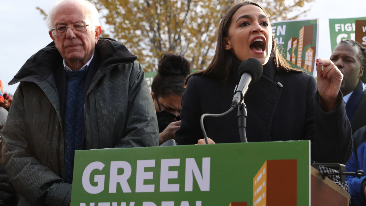 Alexandria Ocasio-Cortez and Bernie Sanders