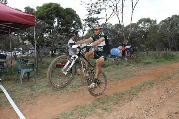 Jason English pulls a wheelie