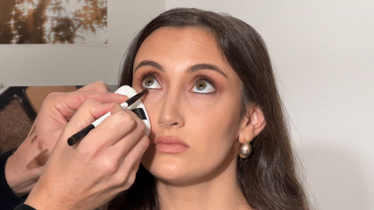 A gif of Alyssa Brascia getting her makeup done by Mario Dedivanovic.