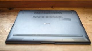 bottom of a laptop showing vents