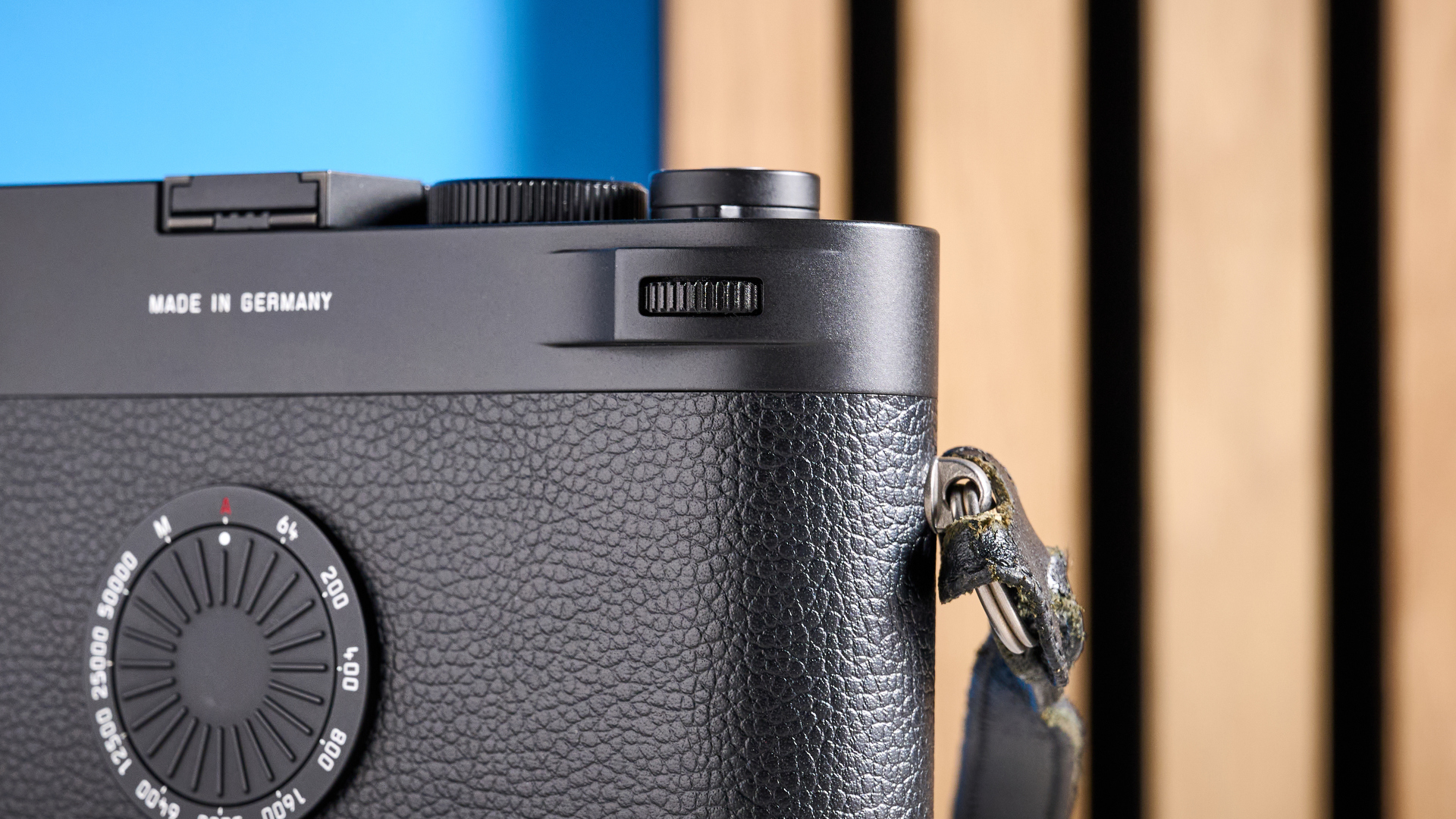 A black Leica M11-D rangefinder camera