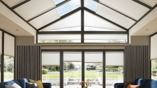 contemporary conservatory with roof blinds