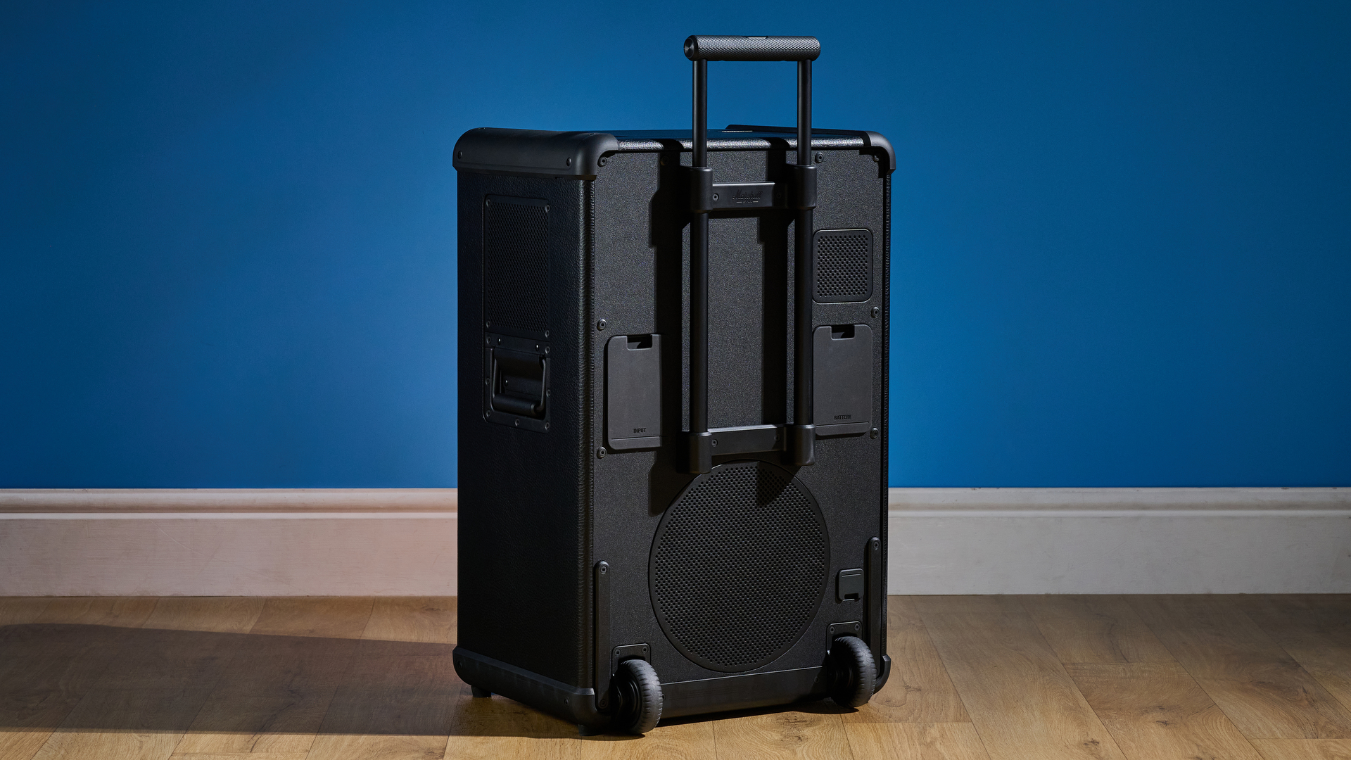 A black and brass Marshall Bromley 750 party speaker