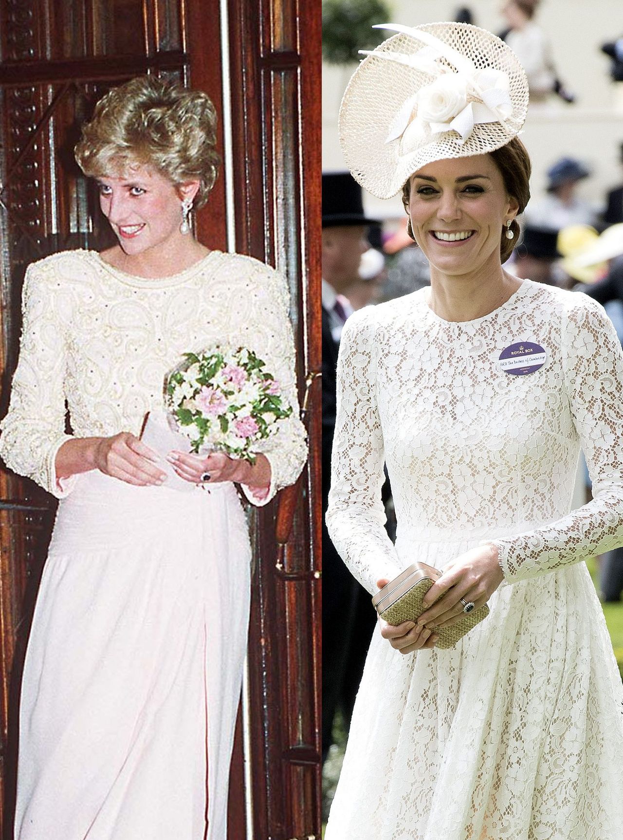 Kate wearing a white lace dress at Royal Ascot