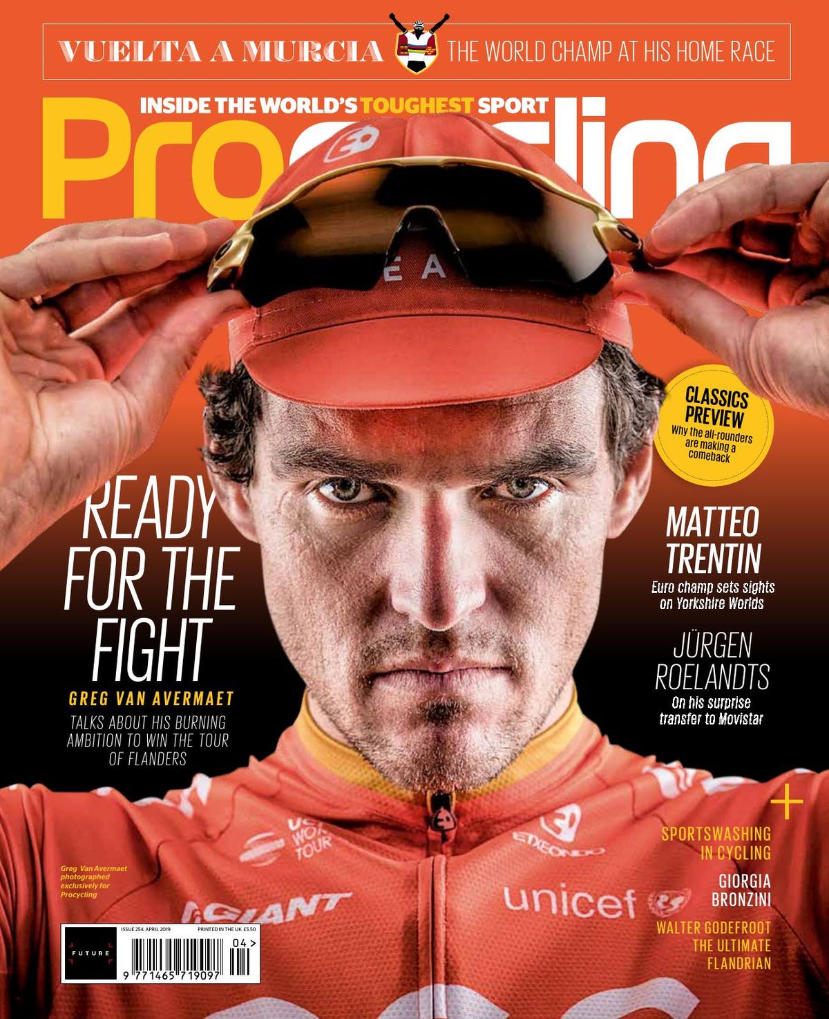 Greg Van Avermaet on the cover of the April issue of Procycling Magazine
