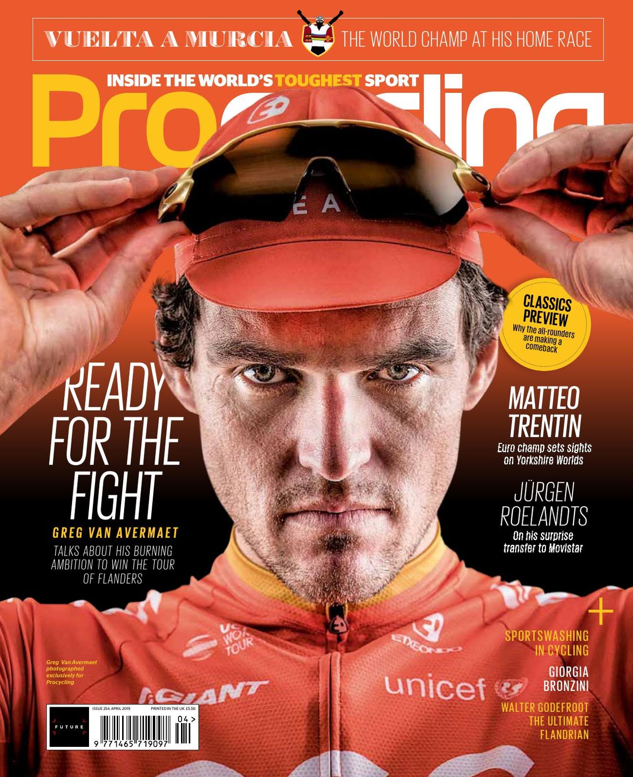 Greg Van Avermaet on the cover of the April issue of Procycling Magazine