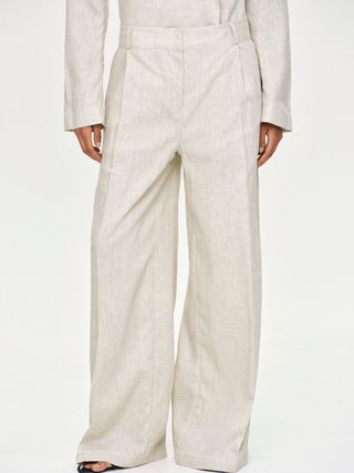 Wide-Leg Linen Trousers, Natural